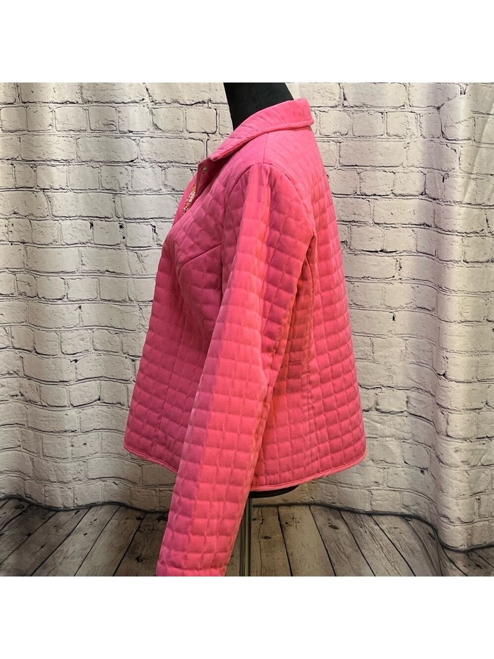 Briggs New York Women’s Pink Quilted Button Down Jacket size 16P EUC - Picture 6 of 16